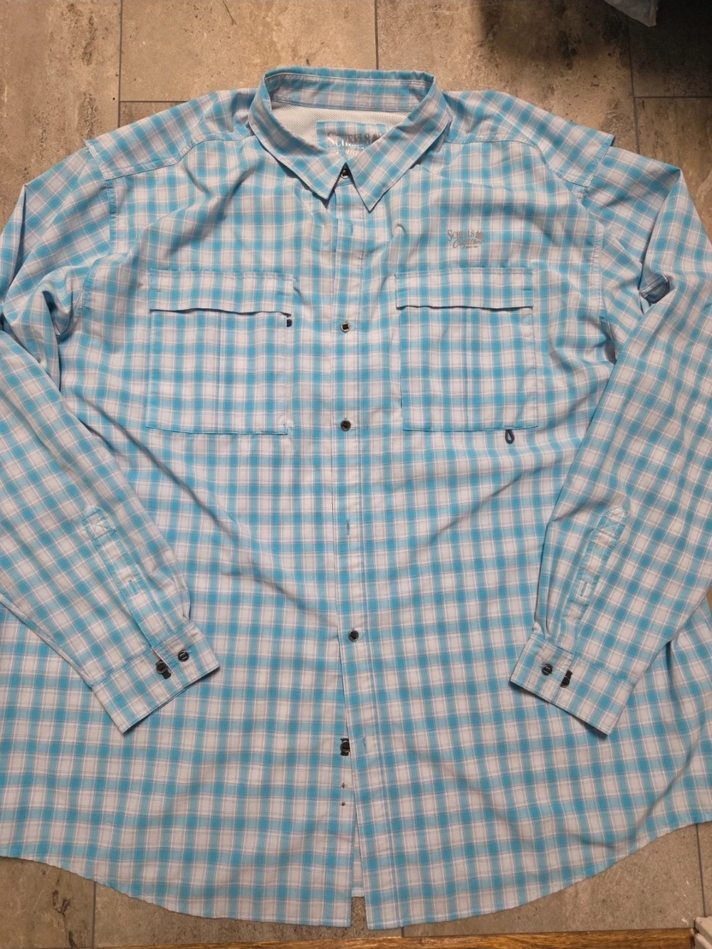 - Men's Light Blue Checked Long-Sleeve Button-Down Shirt